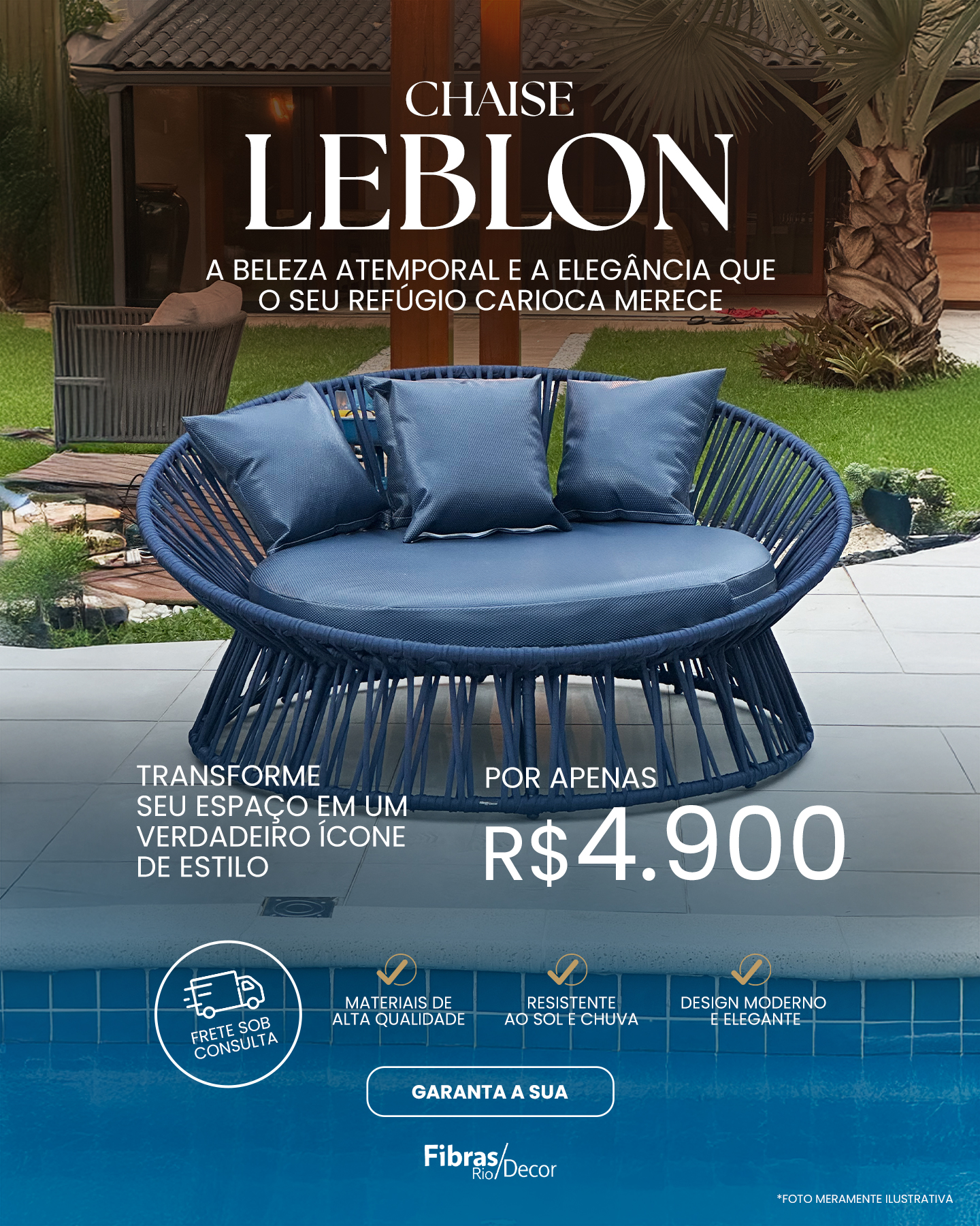 Post da Chaise Leblon em corda náutica azul