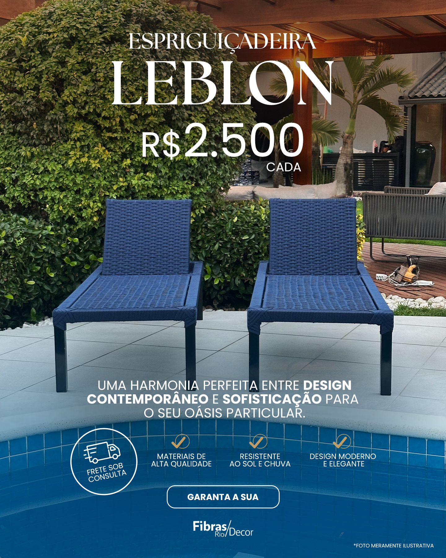 Post das Espreguiçadeiras Leblon em trama náutica azul