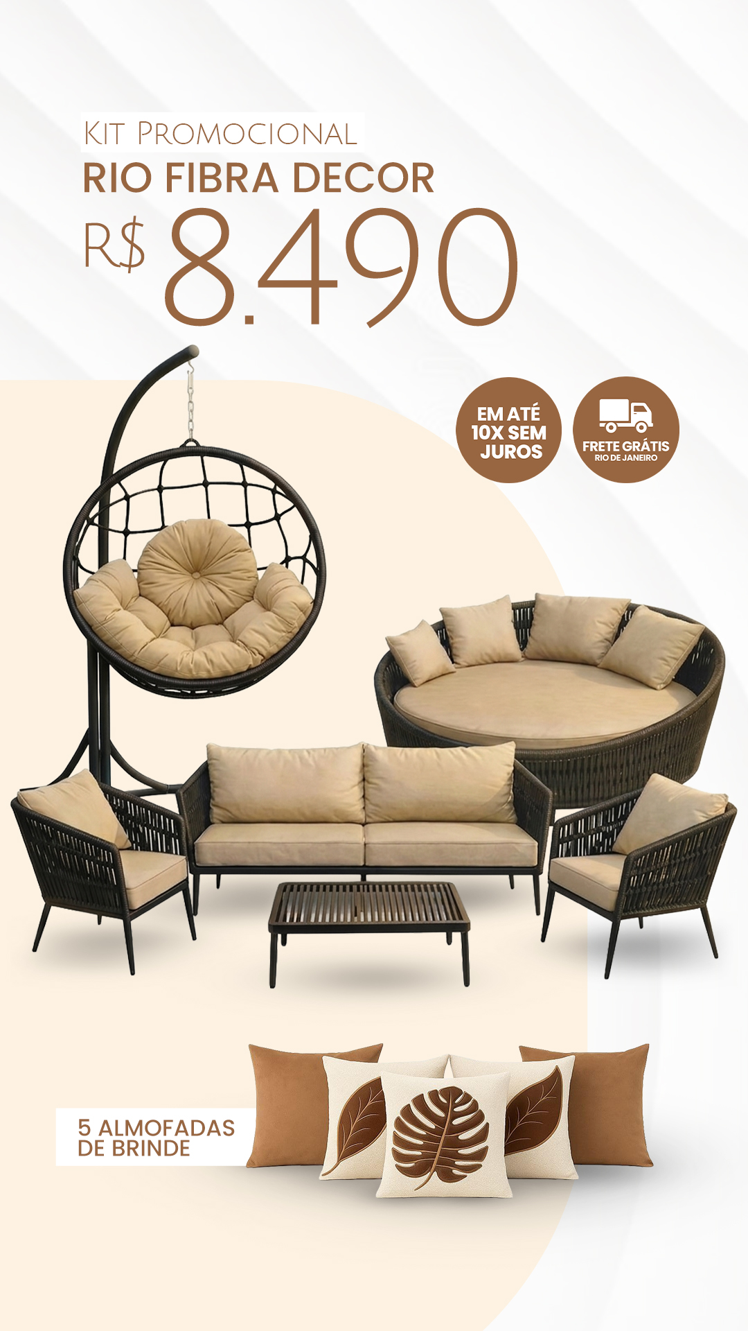Post do Kit Promocional com sofá, poltronas e balanço
